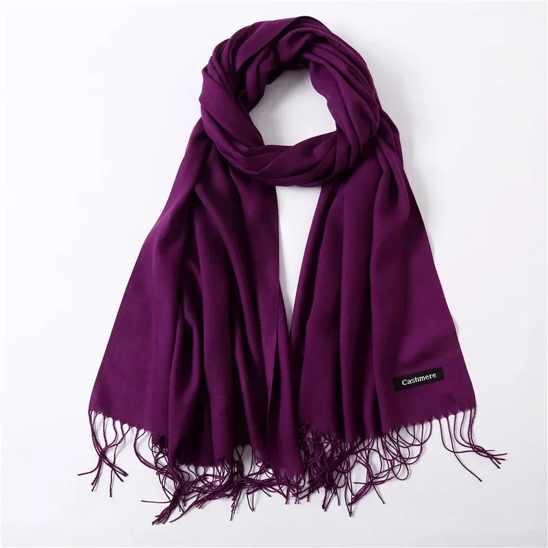 2023 Solid Color Soft Women Scarf Cashmere-like Scarves Lady Summer Thin Shawls Wraps  Pashmina Female  Hijab Headband.