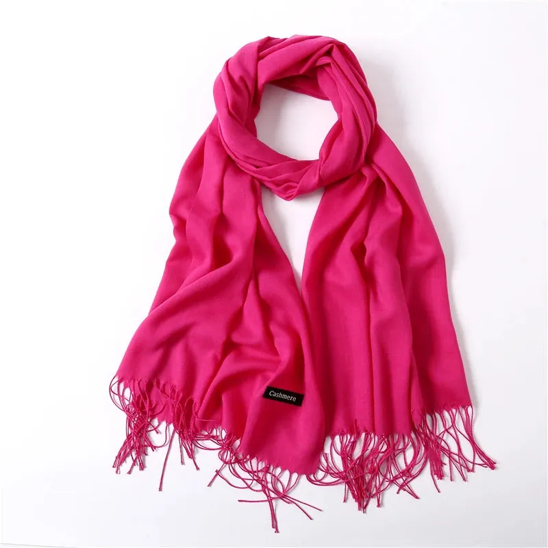 2023 Solid Color Soft Women Scarf Cashmere-like Scarves Lady Summer Thin Shawls Wraps  Pashmina Female  Hijab Headband.