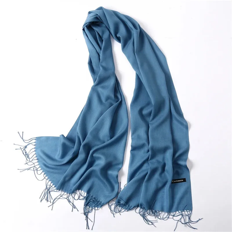 2023 Solid Color Soft Women Scarf Cashmere-like Scarves Lady Summer Thin Shawls Wraps  Pashmina Female  Hijab Headband.