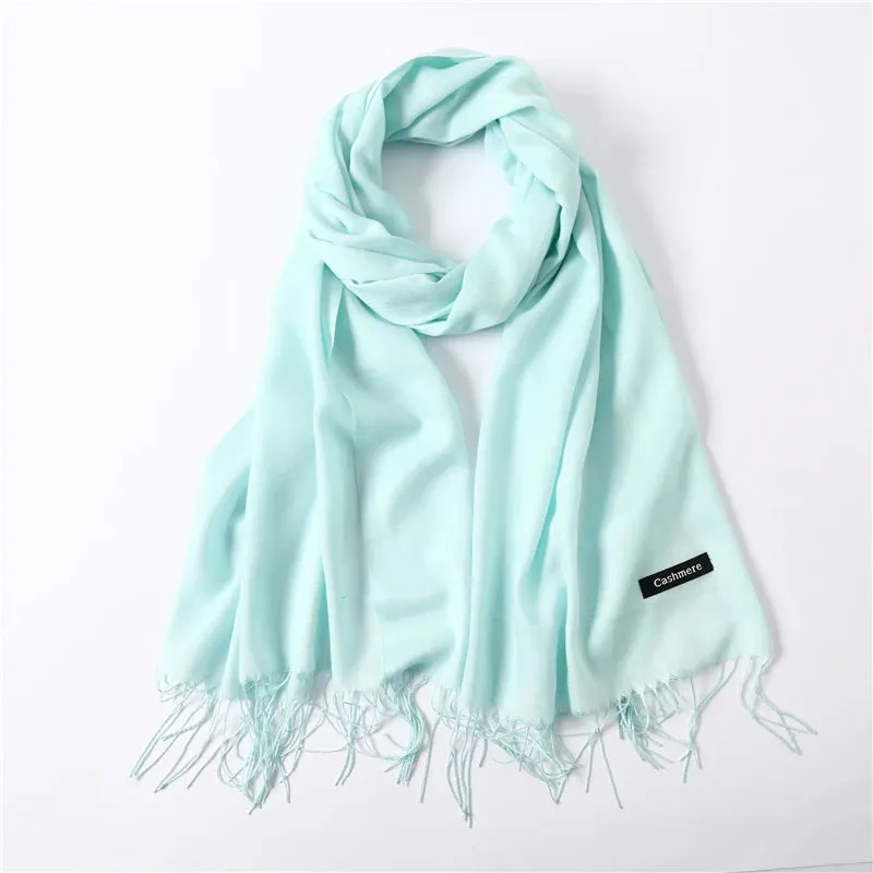2023 Solid Color Soft Women Scarf Cashmere-like Scarves Lady Summer Thin Shawls Wraps  Pashmina Female  Hijab Headband.