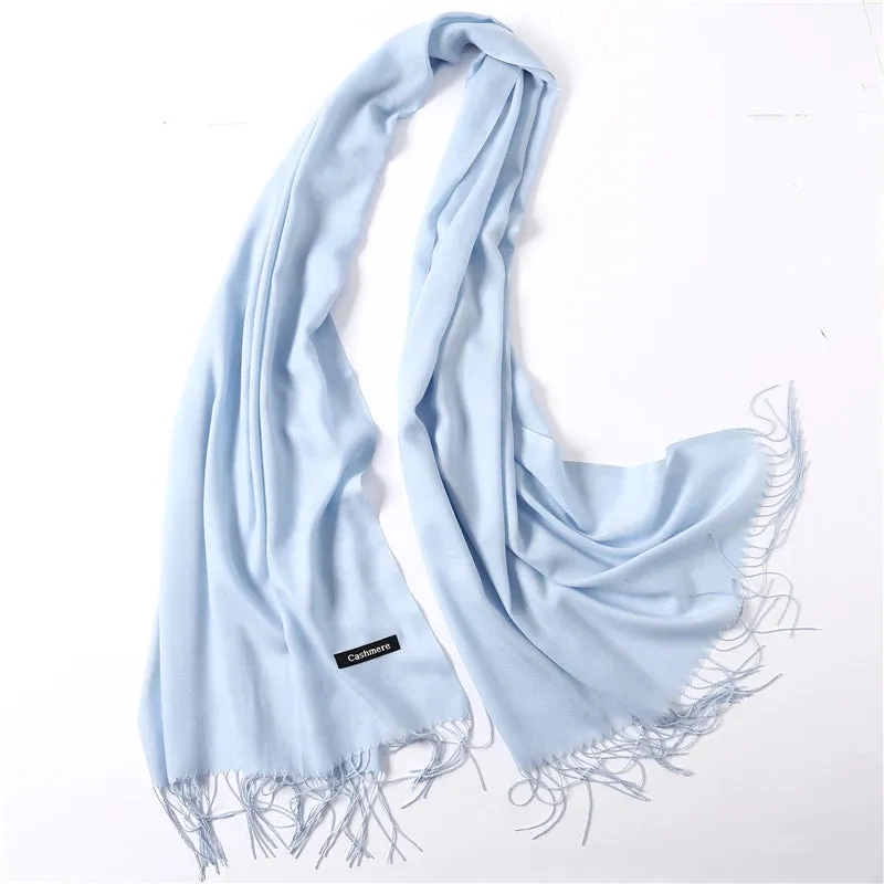 2023 Solid Color Soft Women Scarf Cashmere-like Scarves Lady Summer Thin Shawls Wraps  Pashmina Female  Hijab Headband.