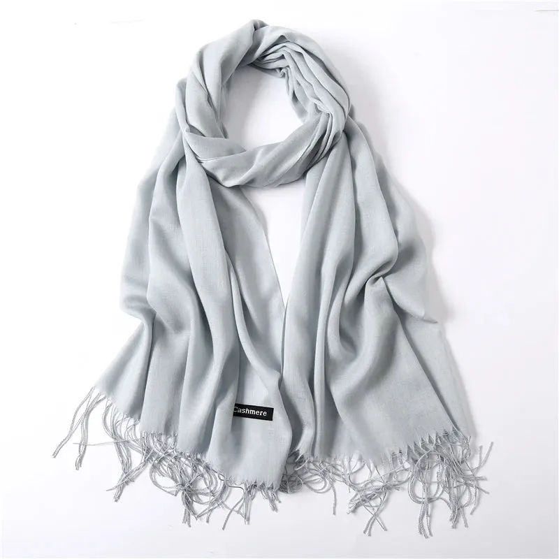 2023 Solid Color Soft Women Scarf Cashmere-like Scarves Lady Summer Thin Shawls Wraps  Pashmina Female  Hijab Headband.