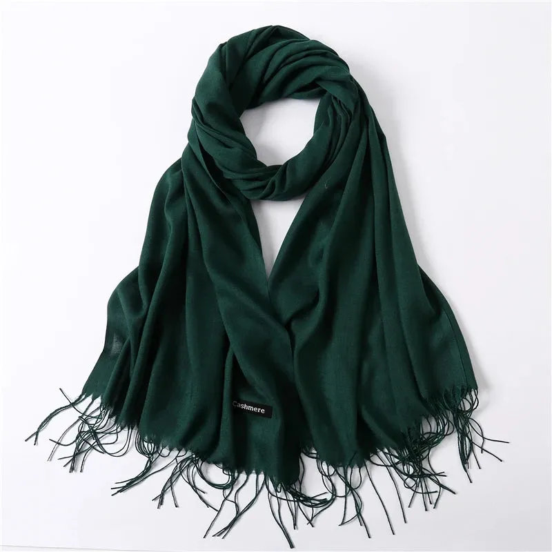 2023 Solid Color Soft Women Scarf Cashmere-like Scarves Lady Summer Thin Shawls Wraps  Pashmina Female  Hijab Headband.
