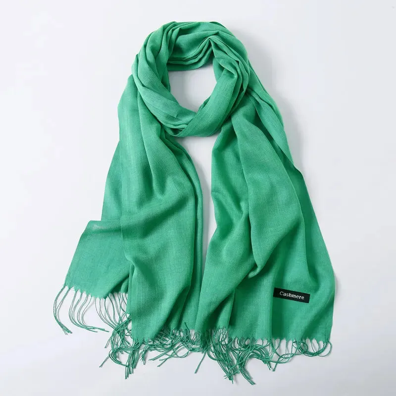 2023 Solid Color Soft Women Scarf Cashmere-like Scarves Lady Summer Thin Shawls Wraps  Pashmina Female  Hijab Headband.