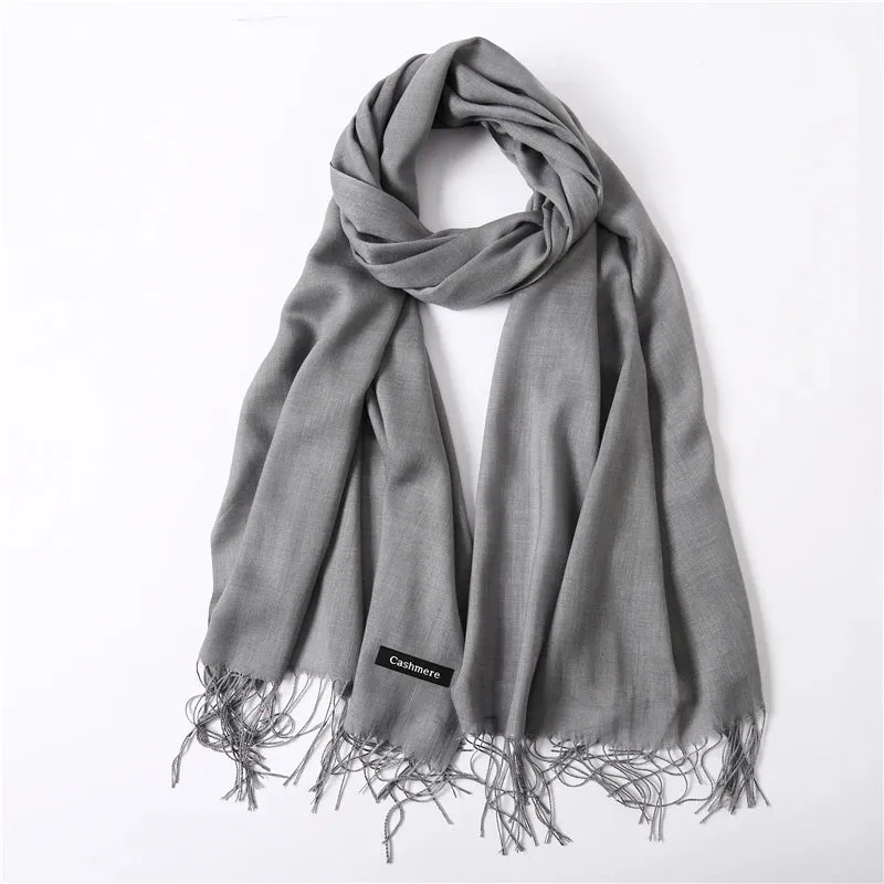 2023 Solid Color Soft Women Scarf Cashmere-like Scarves Lady Summer Thin Shawls Wraps  Pashmina Female  Hijab Headband.