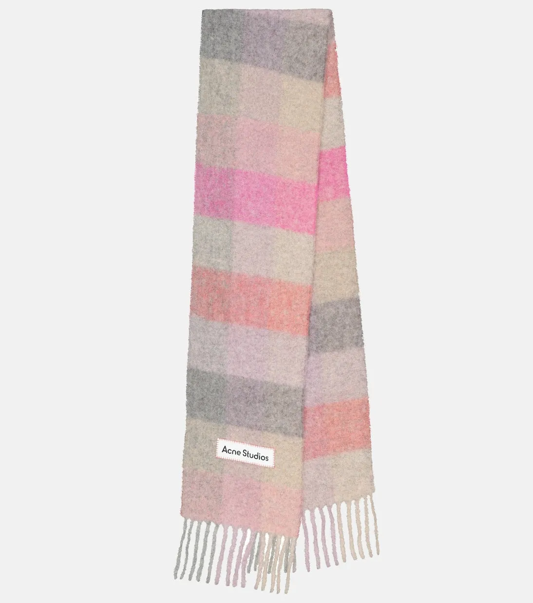 Acne Studios Alpaca Wool Blend Check Scarf, Pink