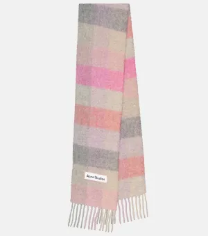 Acne Studios Alpaca Wool Blend Check Scarf, Pink