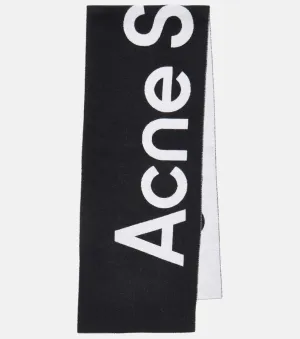 Acne Studios Logo Jacquard Scarf, Black