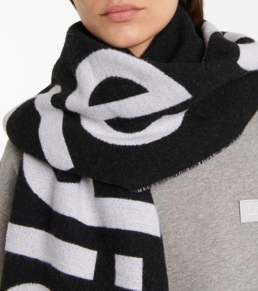 Acne Studios Logo Jacquard Scarf, Black