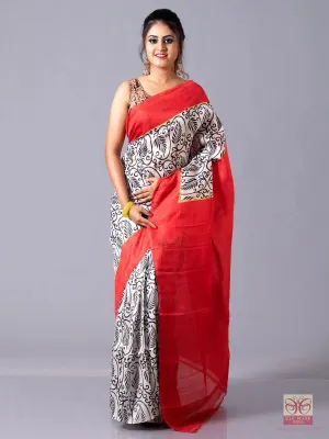 Allover Block Printed Murshidabad Silk Saree