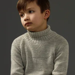 Alpaca & Wool Knitted Sailor Sweater - Light Grey - 18m-12y