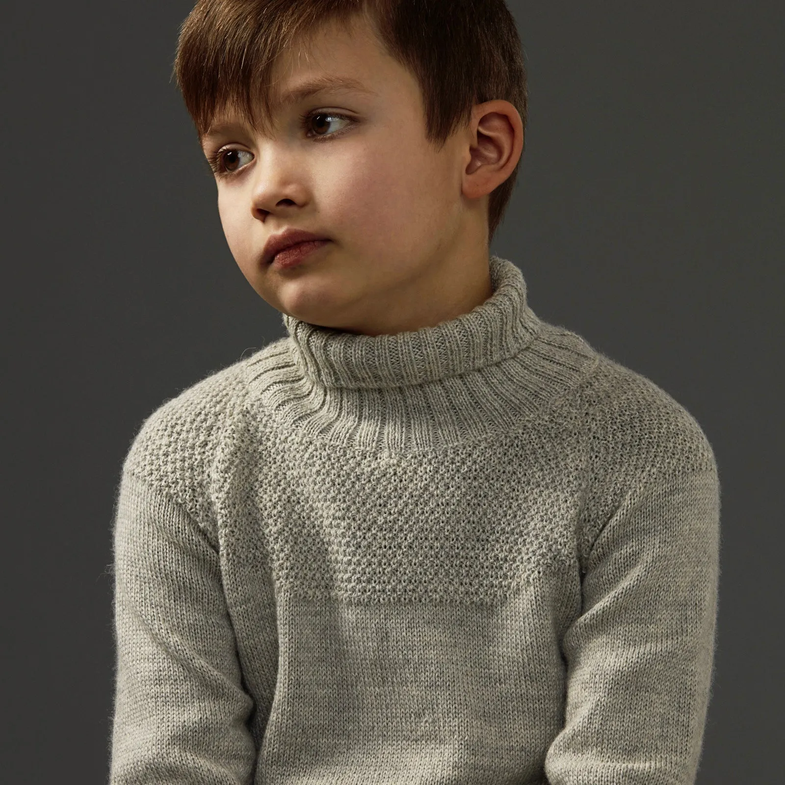 Alpaca & Wool Knitted Sailor Sweater - Light Grey - 18m-12y