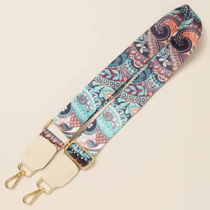 Aqua Floral Paisley Graphic Bag Strap