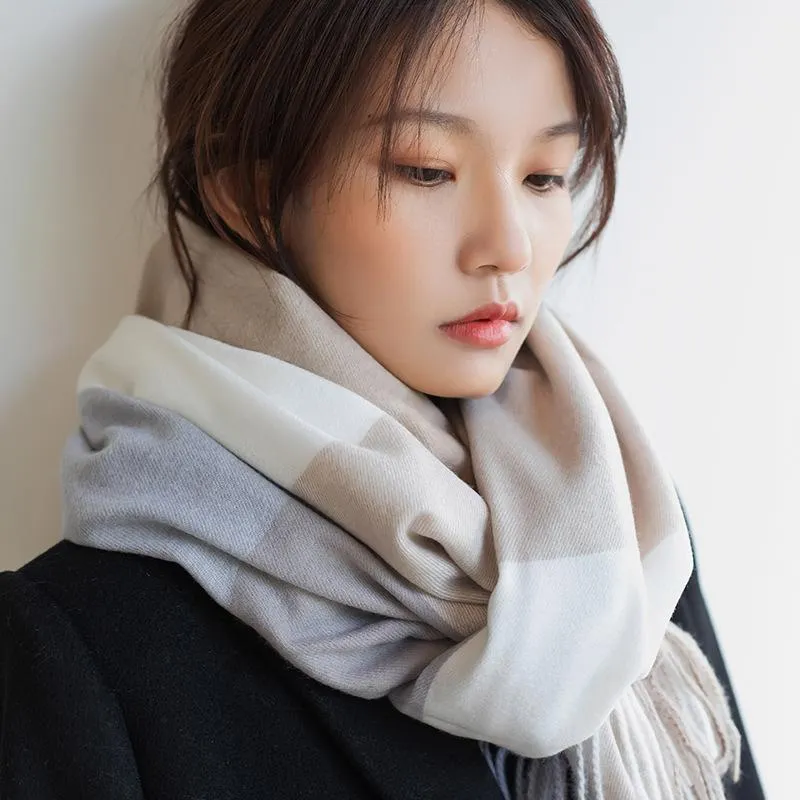 Autumn and winter thickened warm cashmere-like large plaid scarf season shawl scarf