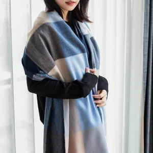 Autumn and winter thickened warm cashmere-like large plaid scarf season shawl scarf