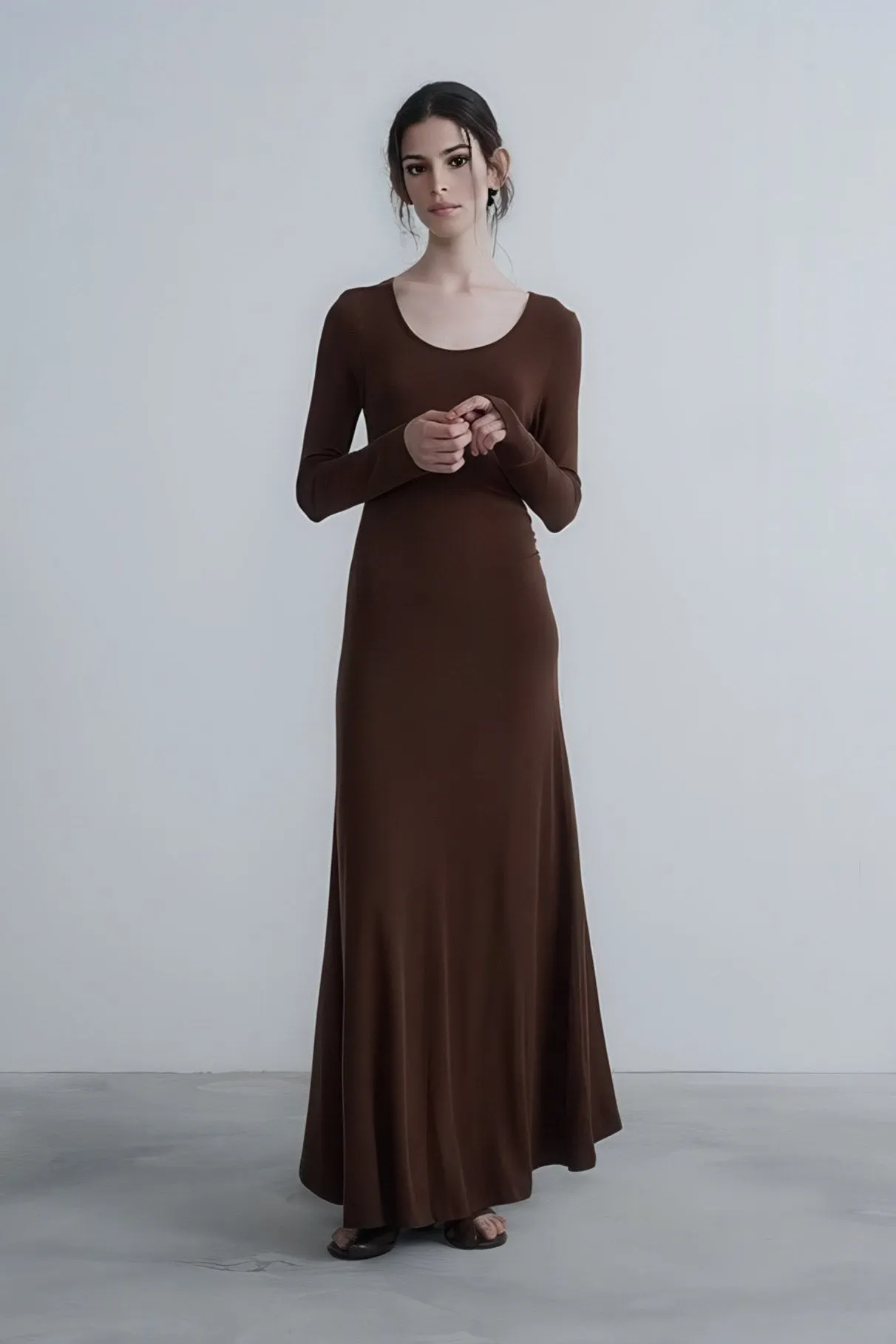 Autumn Long Ruching Knit Dress