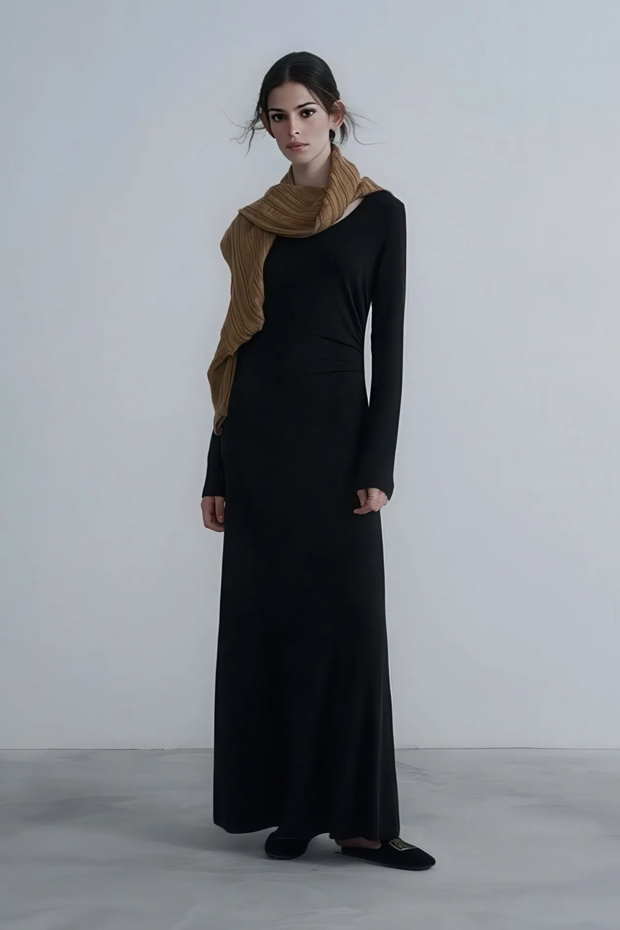 Autumn Long Ruching Knit Dress