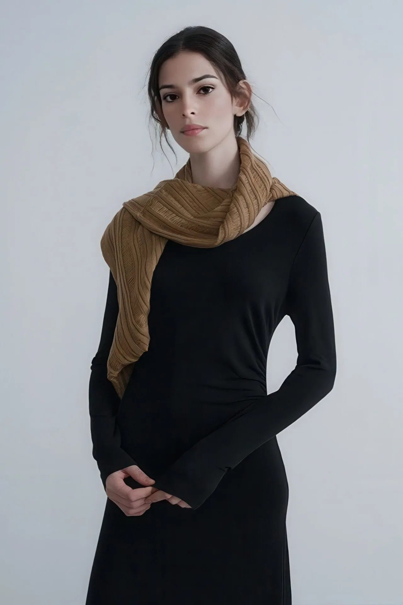 Autumn Long Ruching Knit Dress