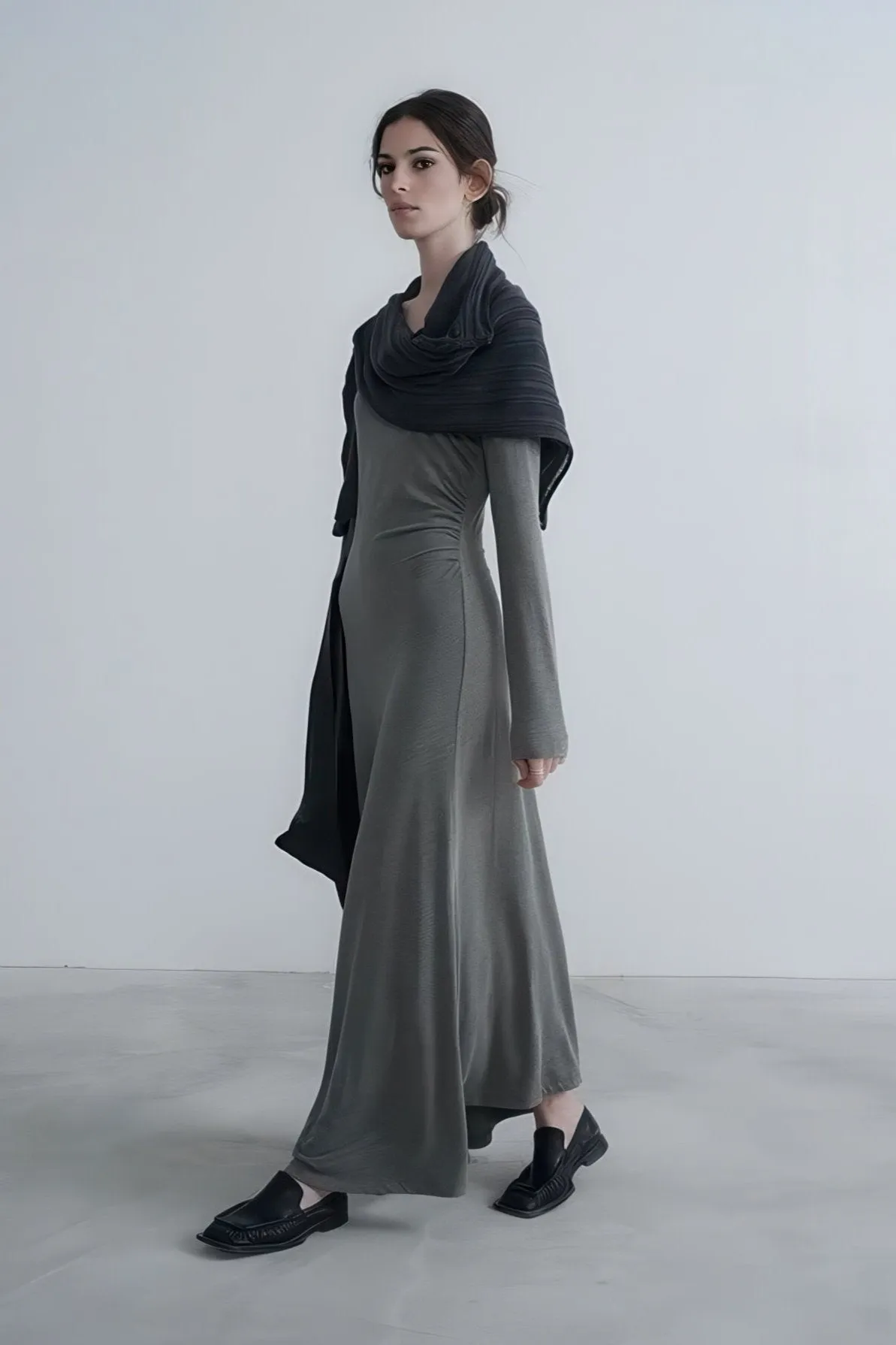 Autumn Long Ruching Knit Dress