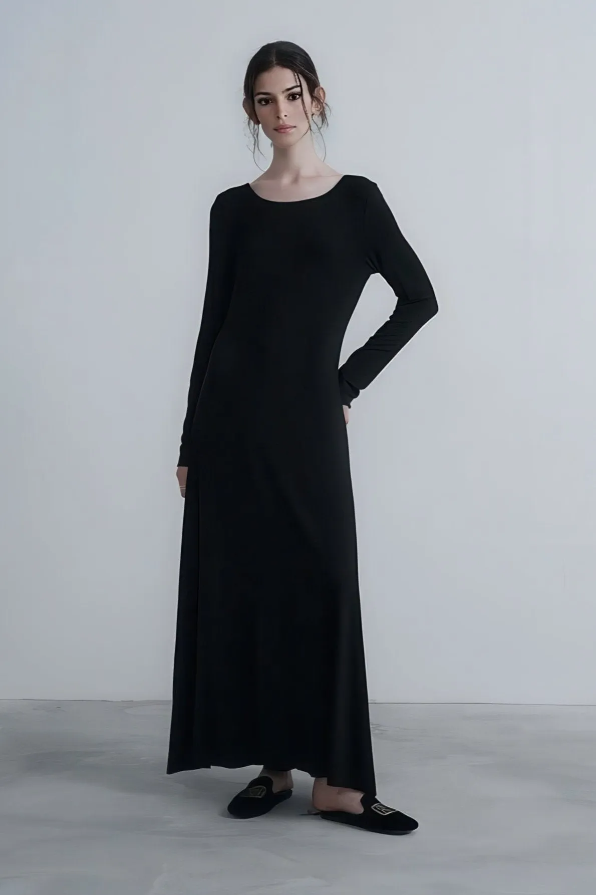 Autumn Long Ruching Knit Dress