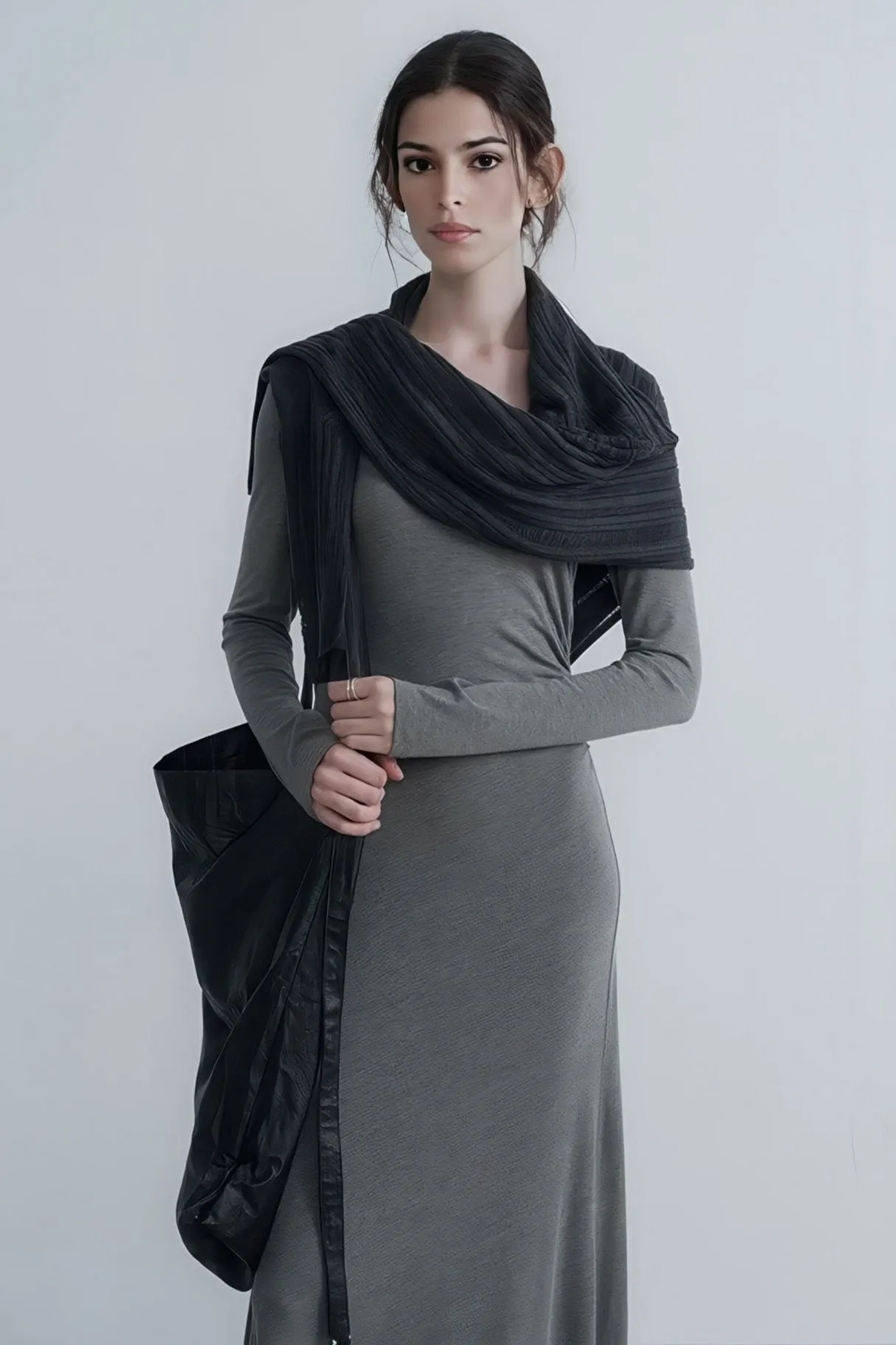 Autumn Long Ruching Knit Dress