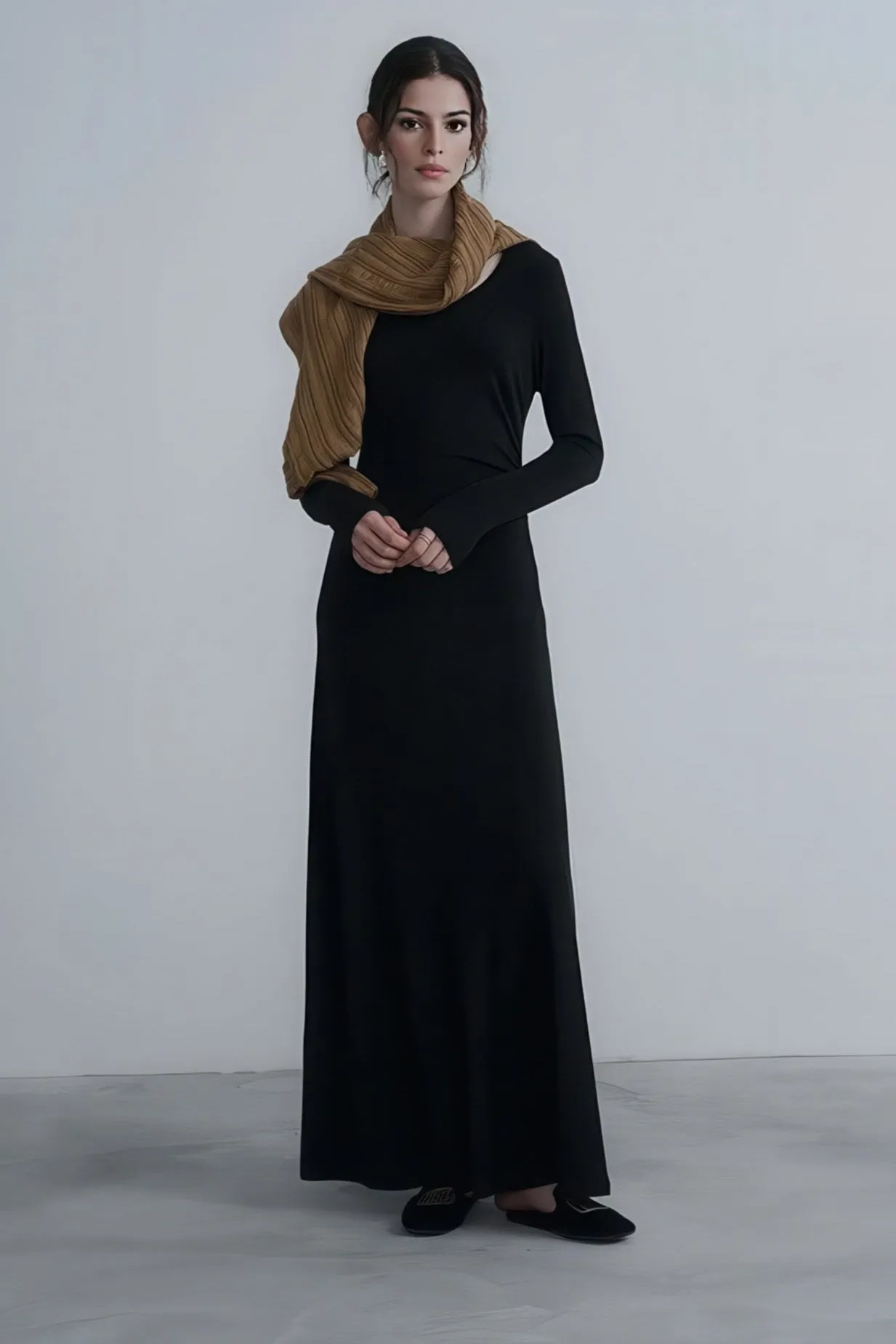 Autumn Long Ruching Knit Dress