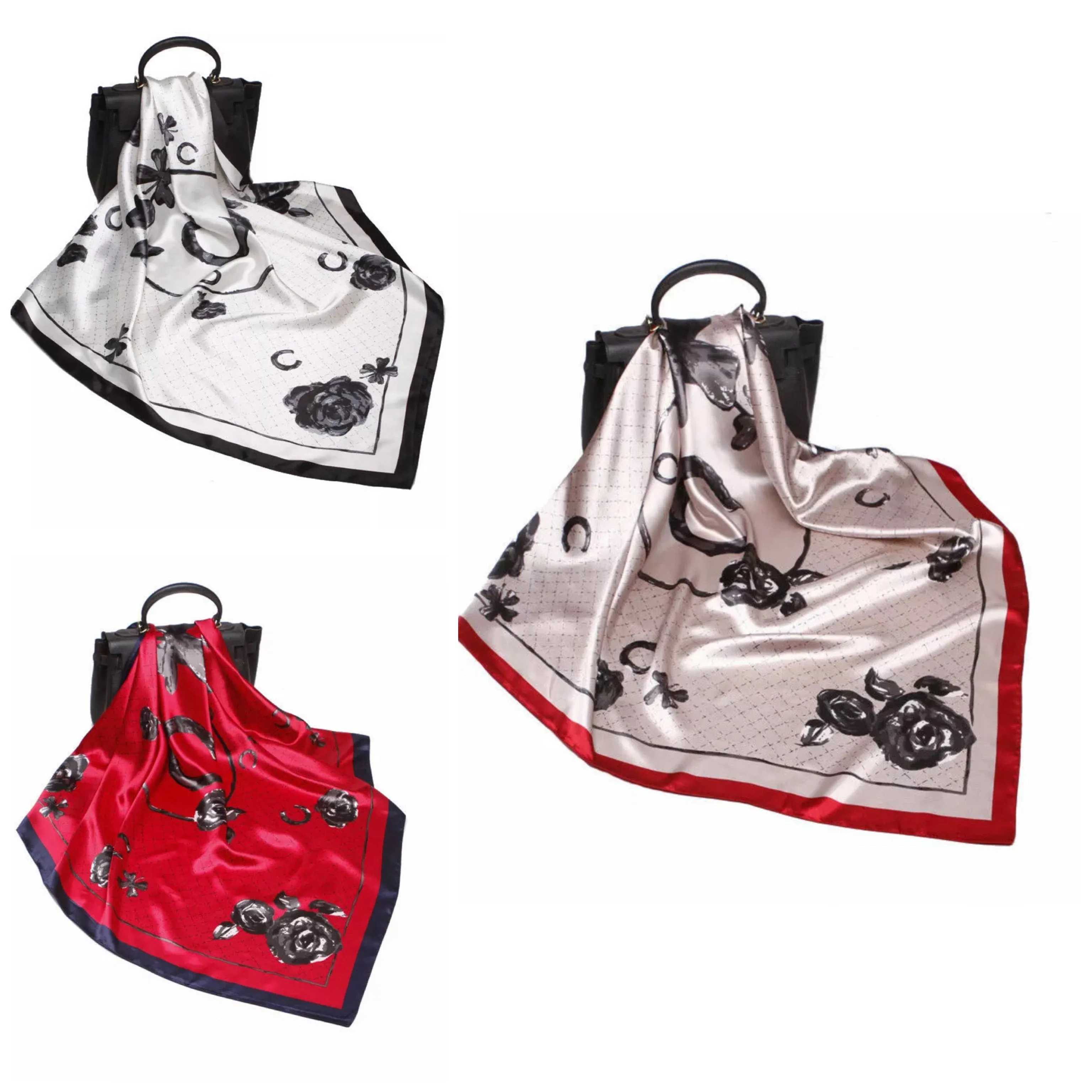 Beautiful Brand New Rose Print Silk Shawls / Scarves
