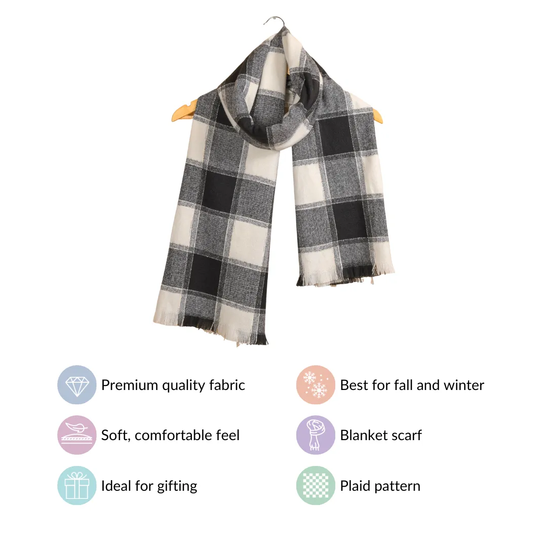 Black And White Plaid Scarf