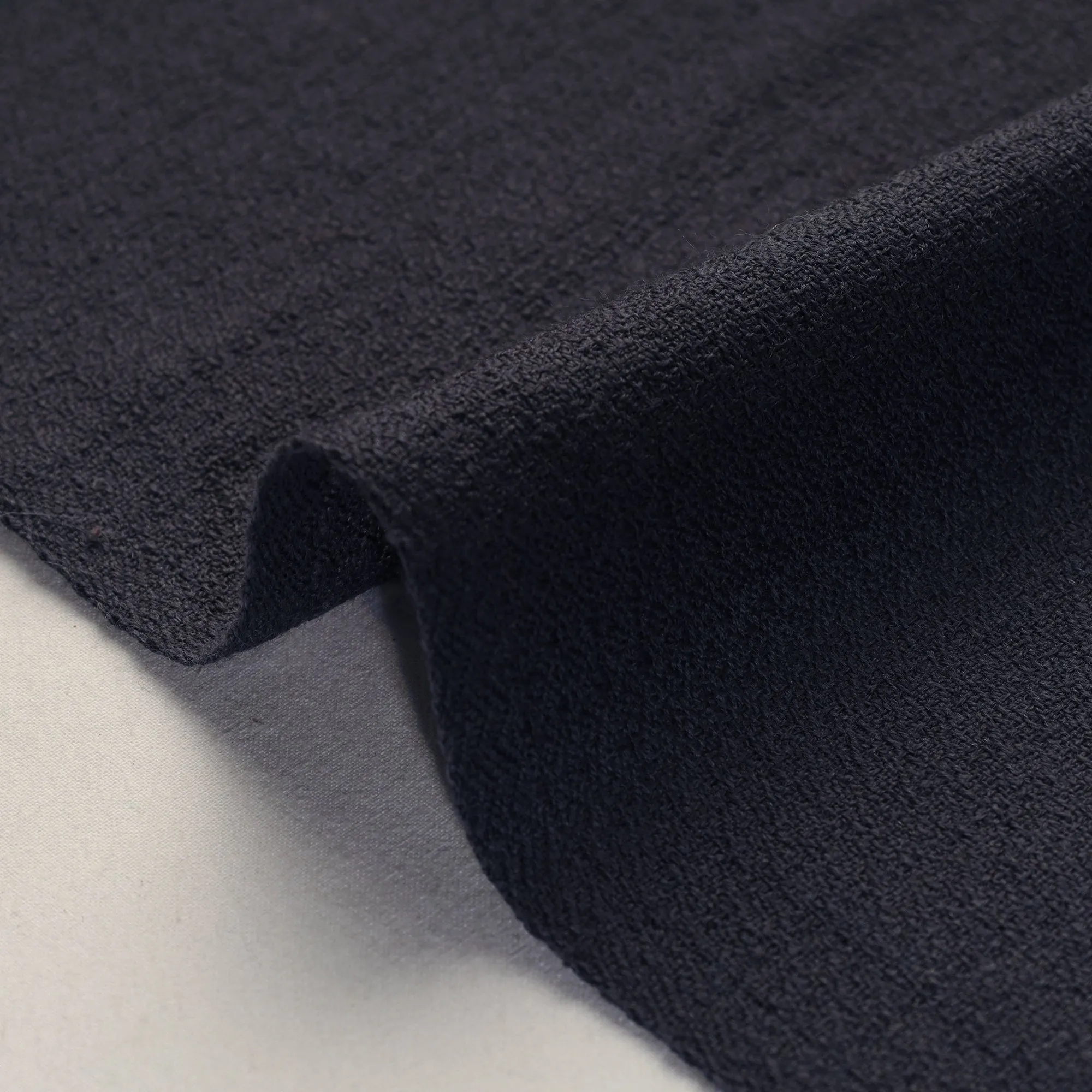 Black - Kumaun Handwoven Merino Woolen Fabric