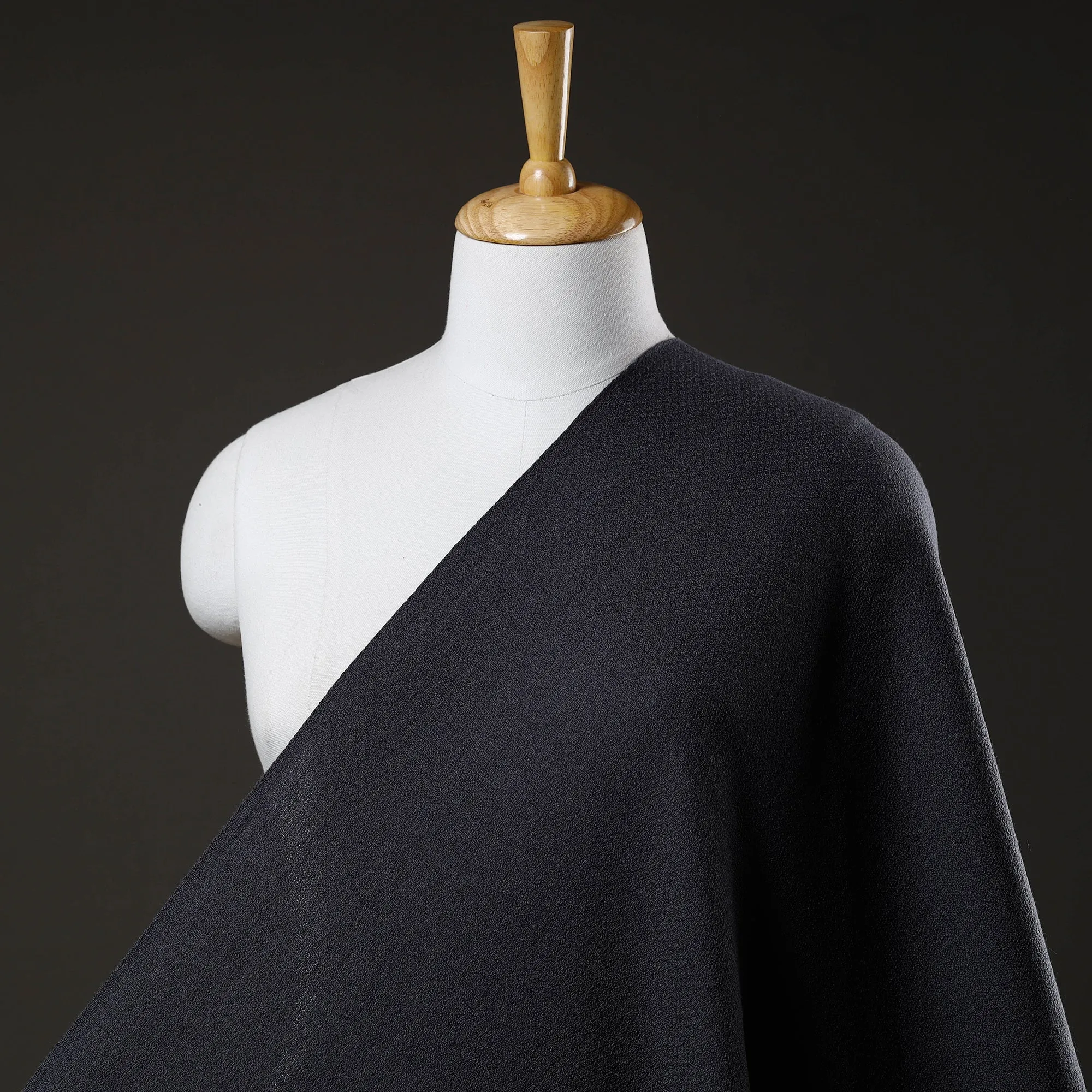 Black - Kumaun Handwoven Merino Woolen Fabric