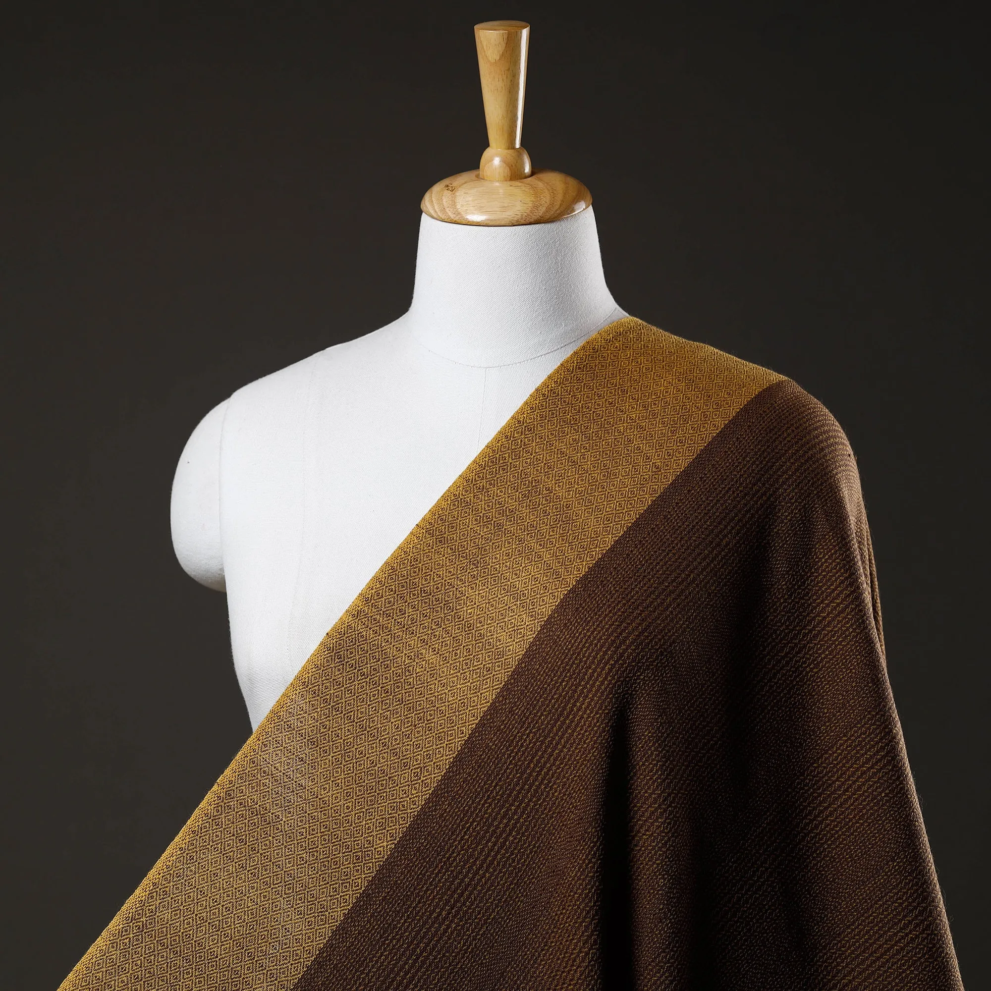 Brown - Kumaun Handwoven Merino Woolen Fabric 05