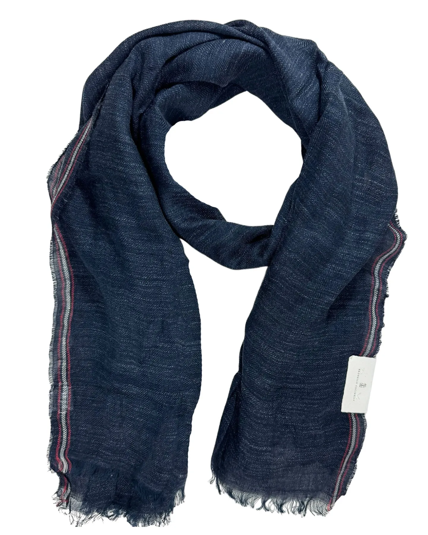 Brunello Cucinelli Scarf Dark Blue Linen Silk Men Shawl BLACK FRIDAY SALE