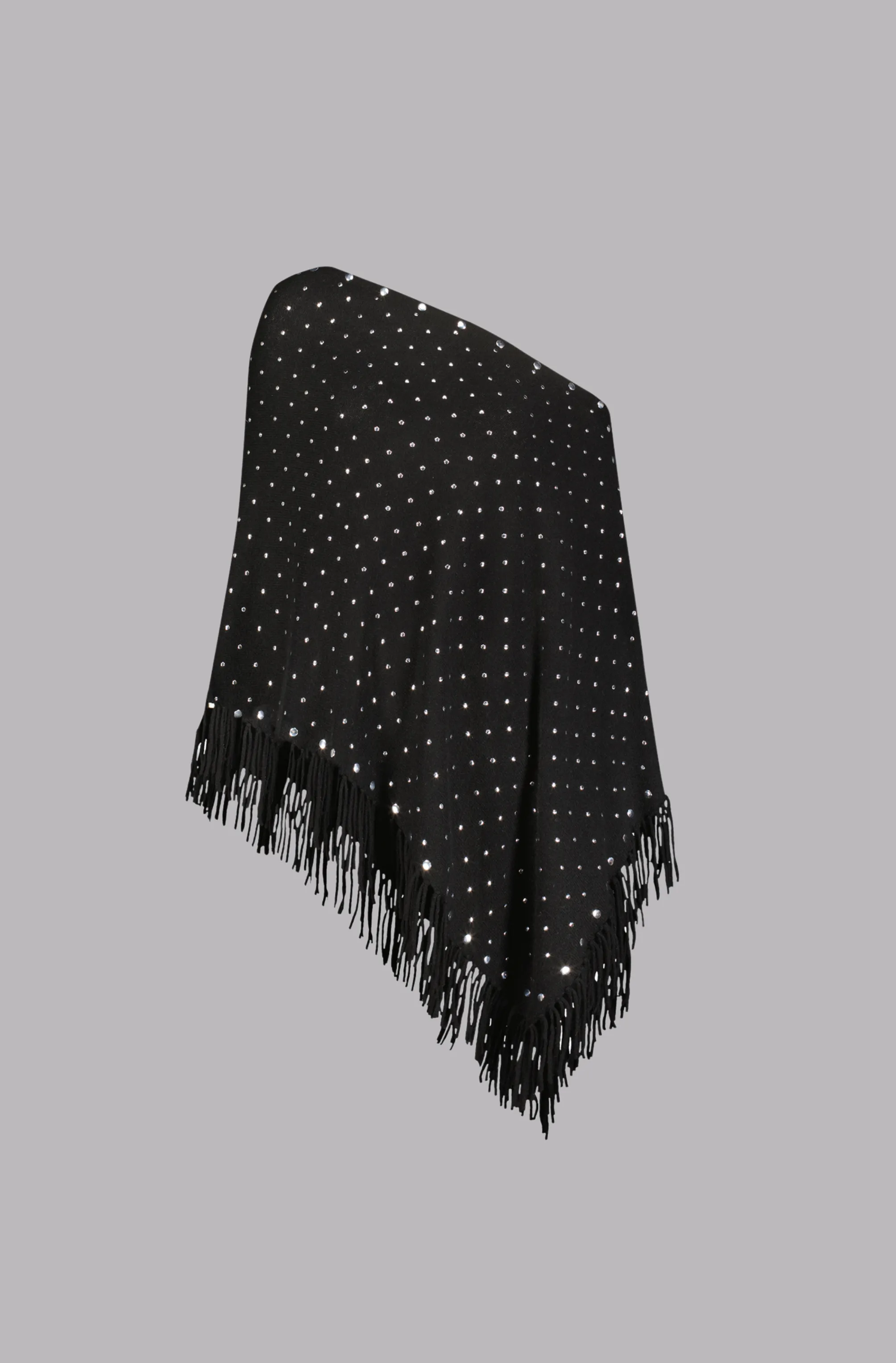 Cashmere Fringe Ruana With Studs