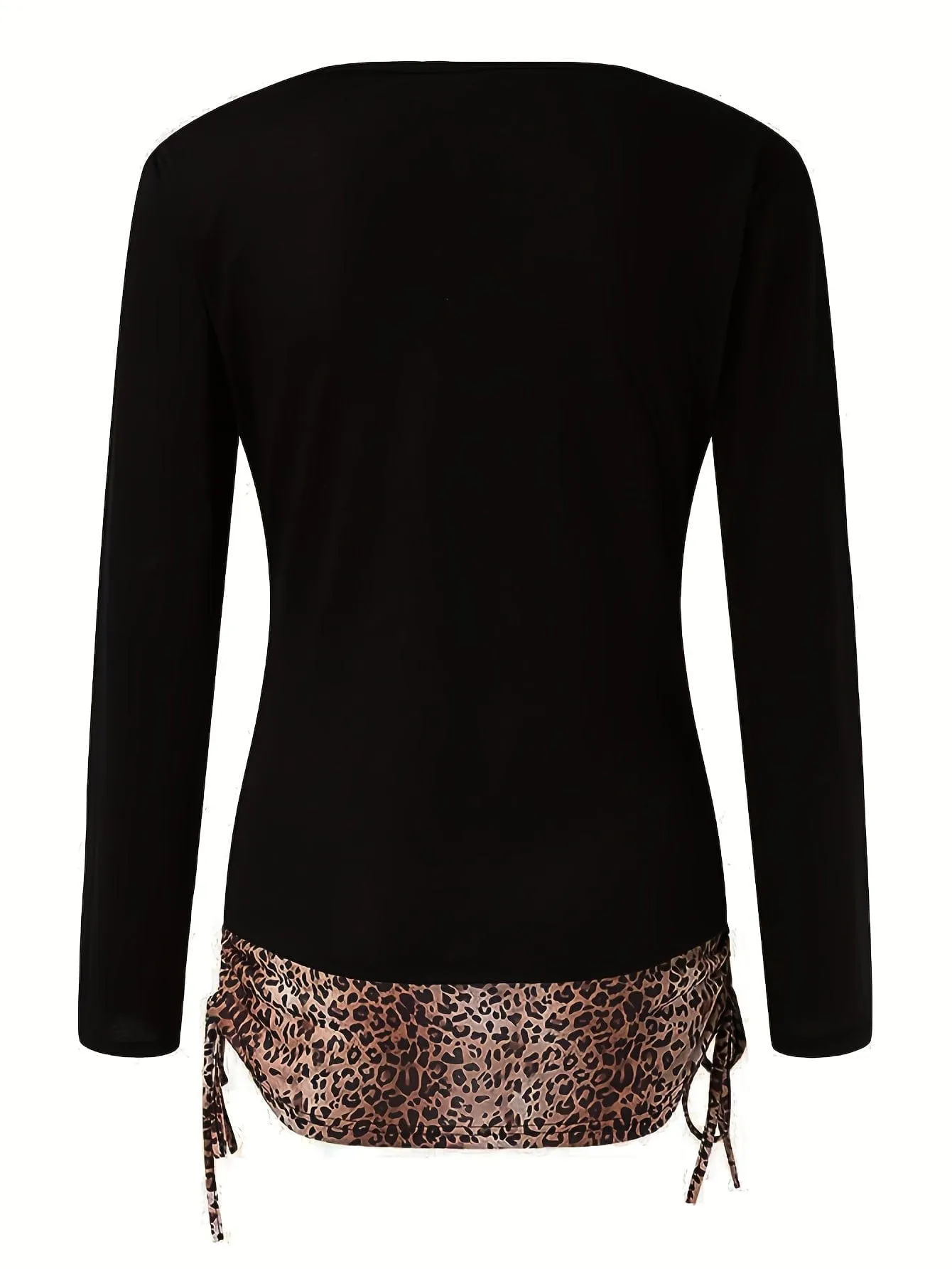 Casual Stylish Plaid Print Deep V Neck Long Sleeve T-Shirt