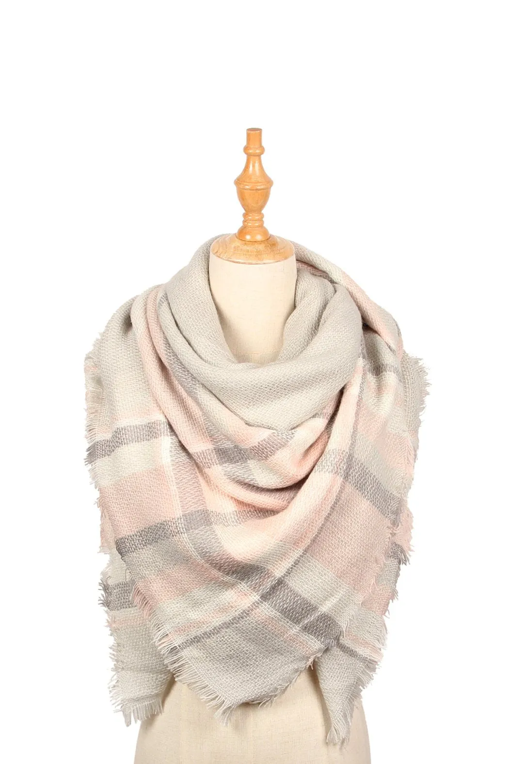 Colorblock Fringed Blanket Scarf - Style 6