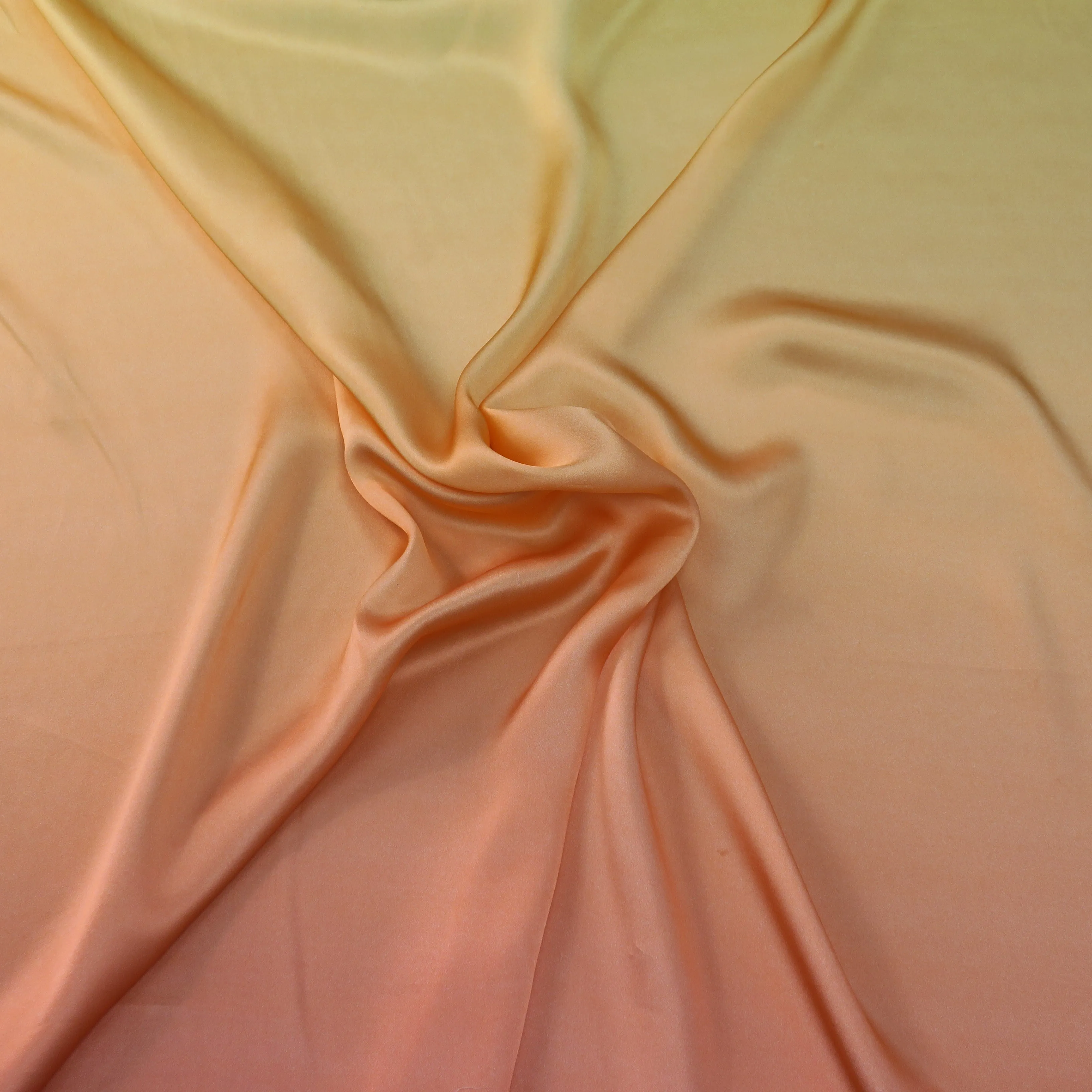 Coral Ombre Printed Silk Charmeuse Fabric