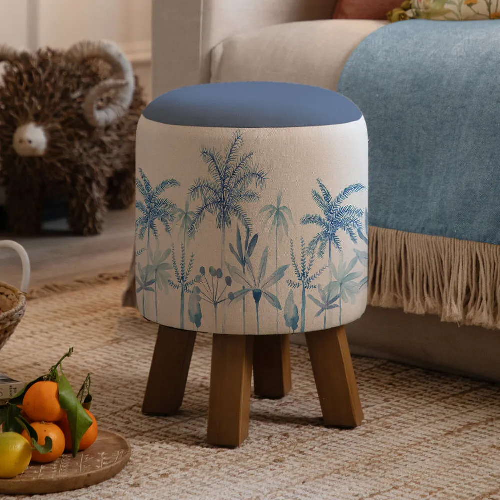 Cozzo Monty Round Footstool Cobalt