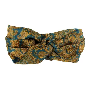 Etro Twisted Head Scarf Turban Turquoise Orange-Gold Paisley BLACK FRIDAY SALE