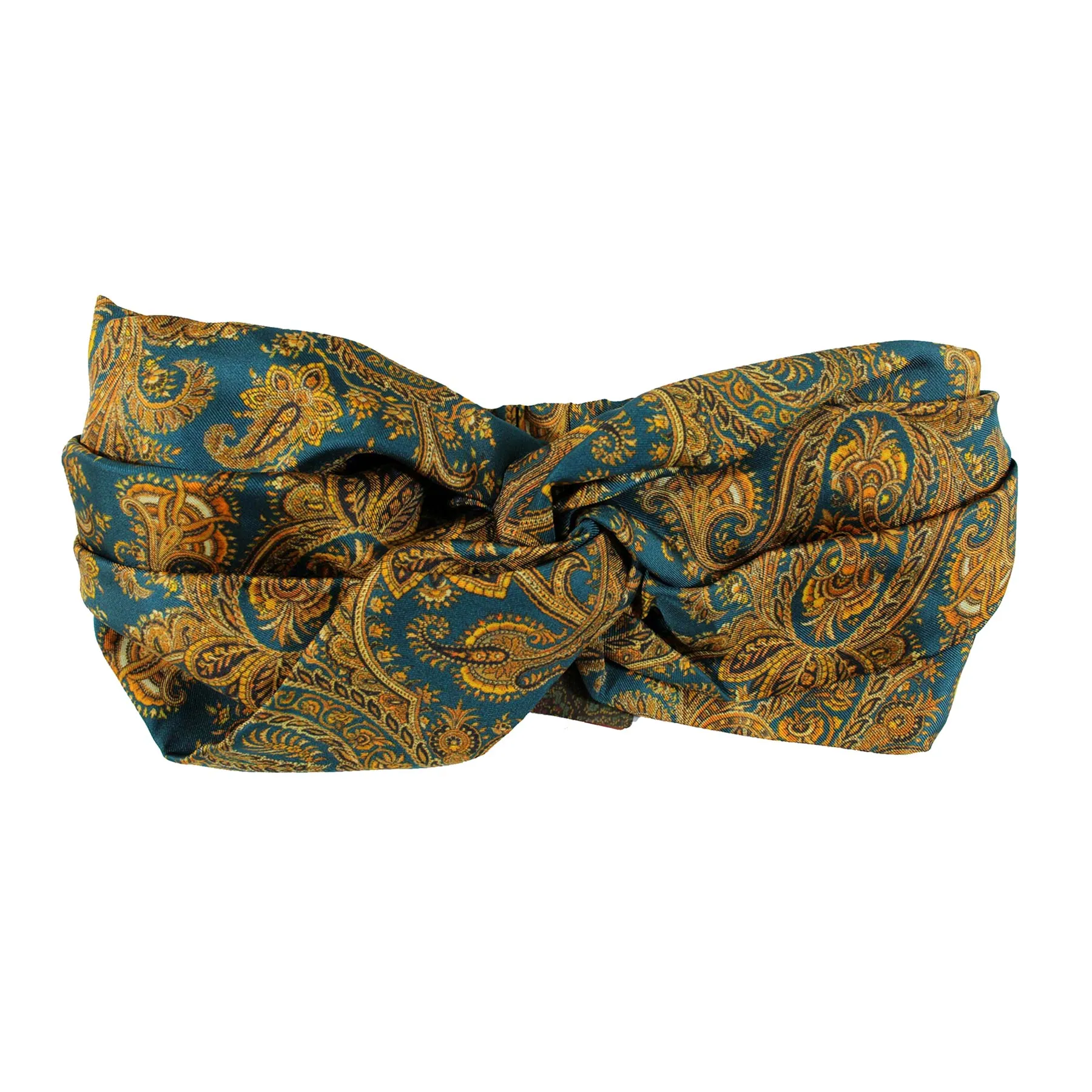 Etro Twisted Head Scarf Turban Turquoise Orange-Gold Paisley BLACK FRIDAY SALE