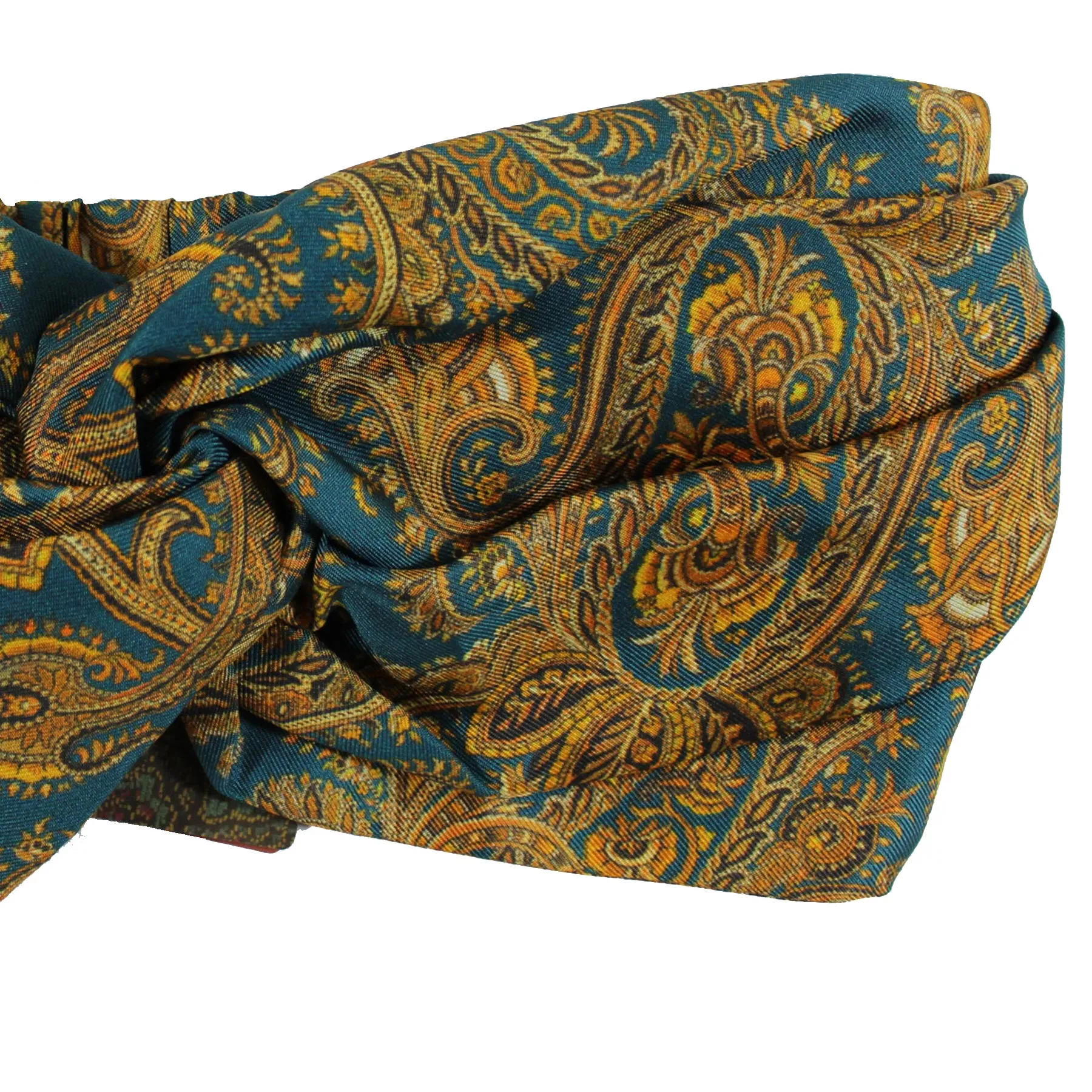 Etro Twisted Head Scarf Turban Turquoise Orange-Gold Paisley BLACK FRIDAY SALE