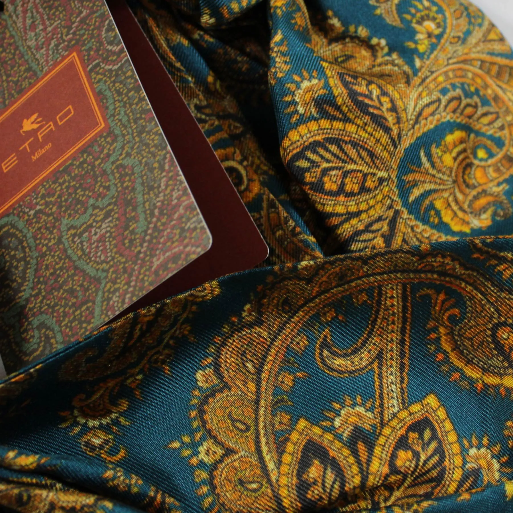 Etro Twisted Head Scarf Turban Turquoise Orange-Gold Paisley BLACK FRIDAY SALE