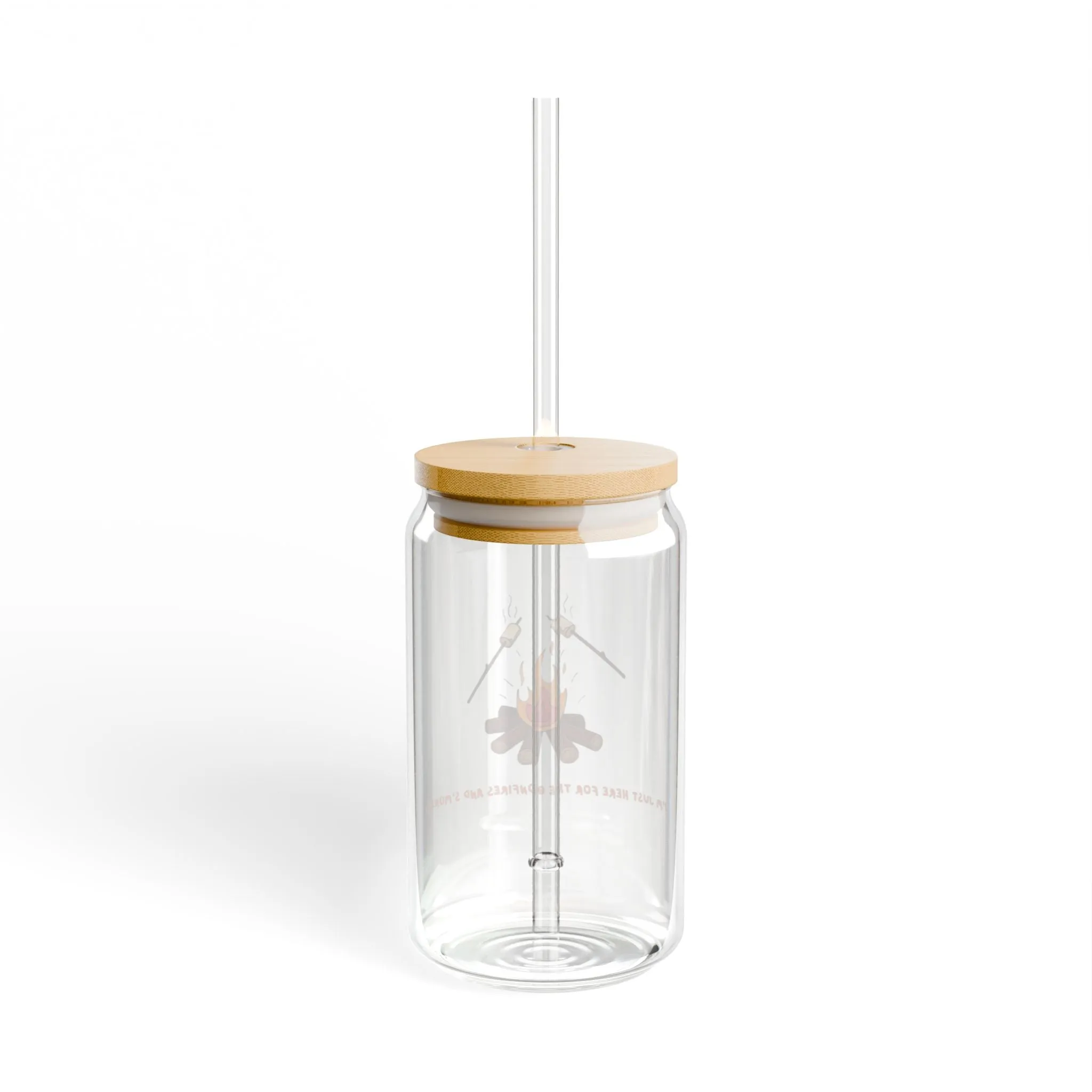 Fall Sipper Glass: ‘I'm Just Here for the Bonfires & S'mores’ – 16oz BPA-Free Tumbler with Bamboo Lid & Straw – Perfect for Autumn Gatherings & Thanksgiving Celebrations!