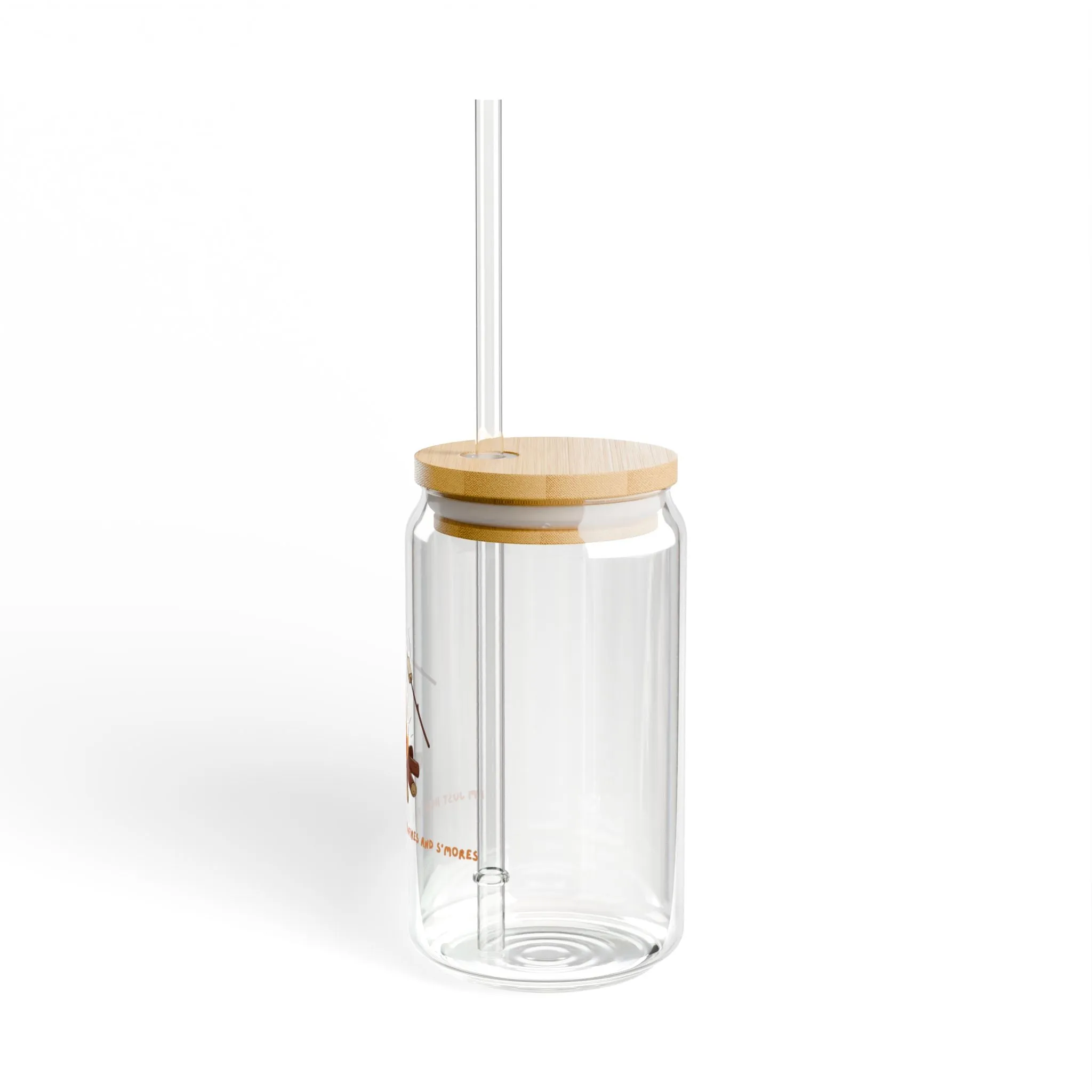 Fall Sipper Glass: ‘I'm Just Here for the Bonfires & S'mores’ – 16oz BPA-Free Tumbler with Bamboo Lid & Straw – Perfect for Autumn Gatherings & Thanksgiving Celebrations!