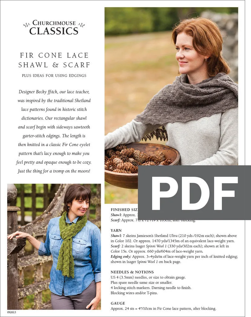 Fir Cone Lace Shawl & Scarf Pattern