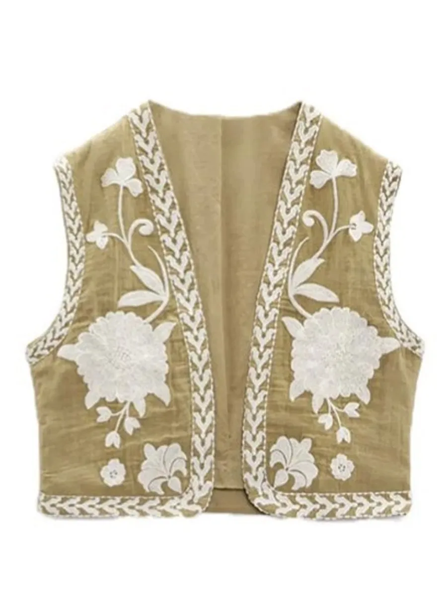 Floral Embroidered Vest