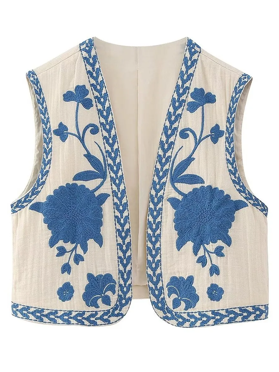Floral Embroidered Vest