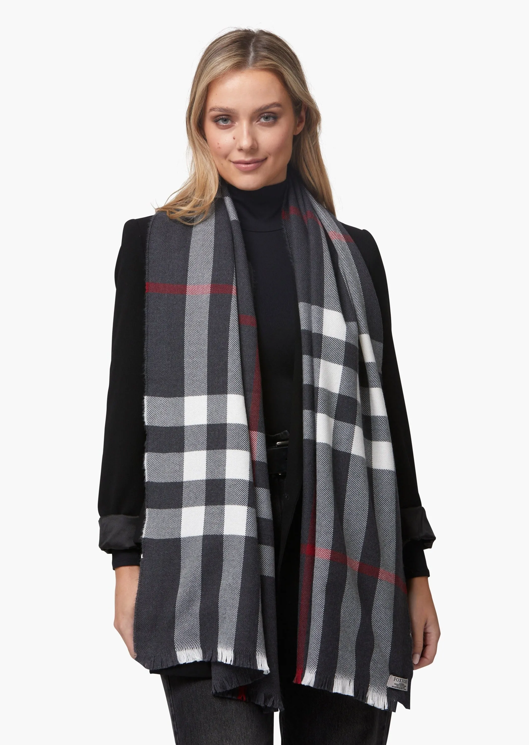 Foxford Giant Merino Scarf | Classic Checkered