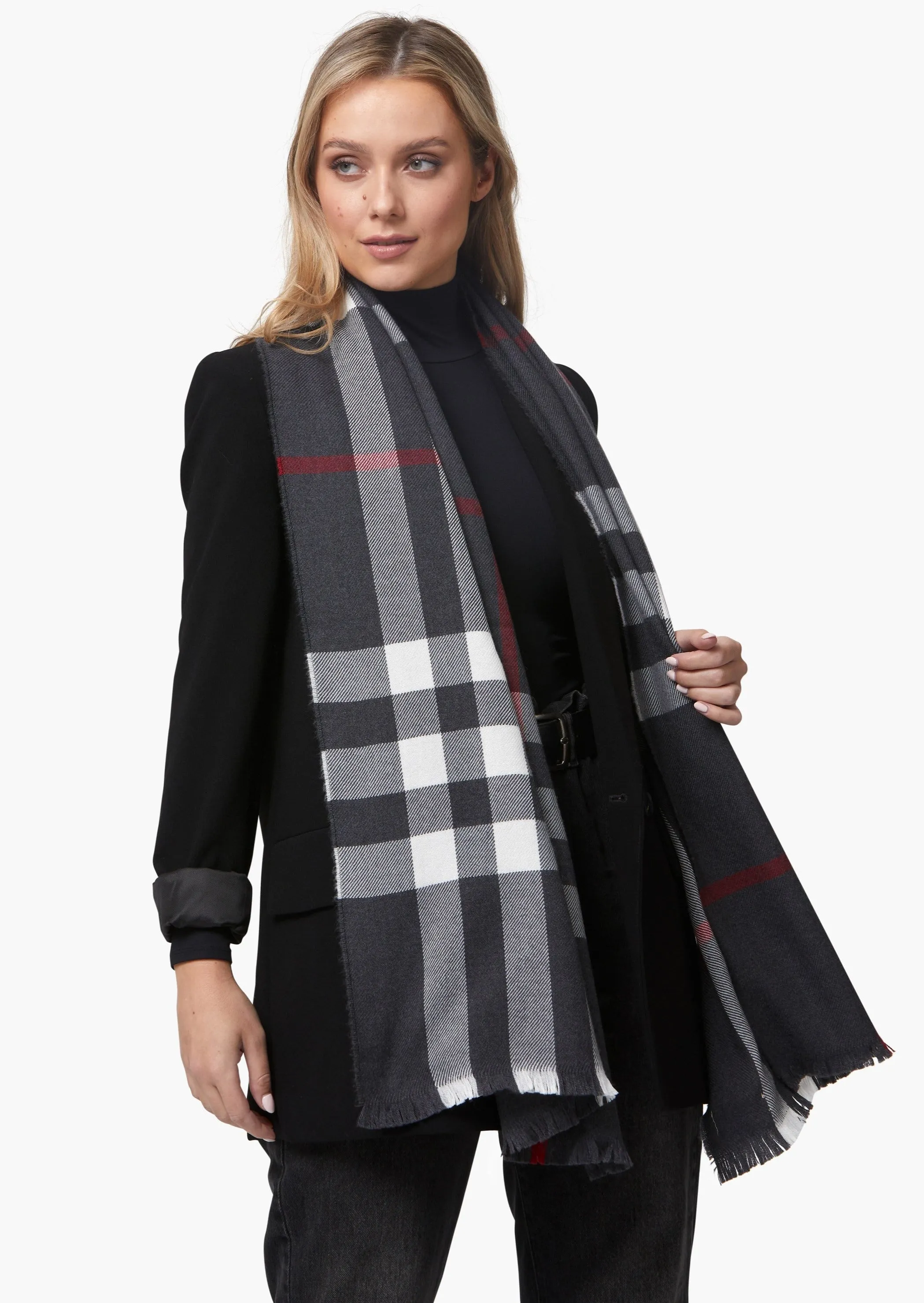 Foxford Giant Merino Scarf | Classic Checkered