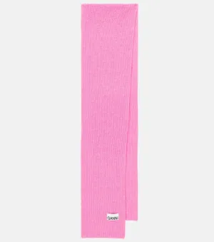Ganni wool blend scarf, pink