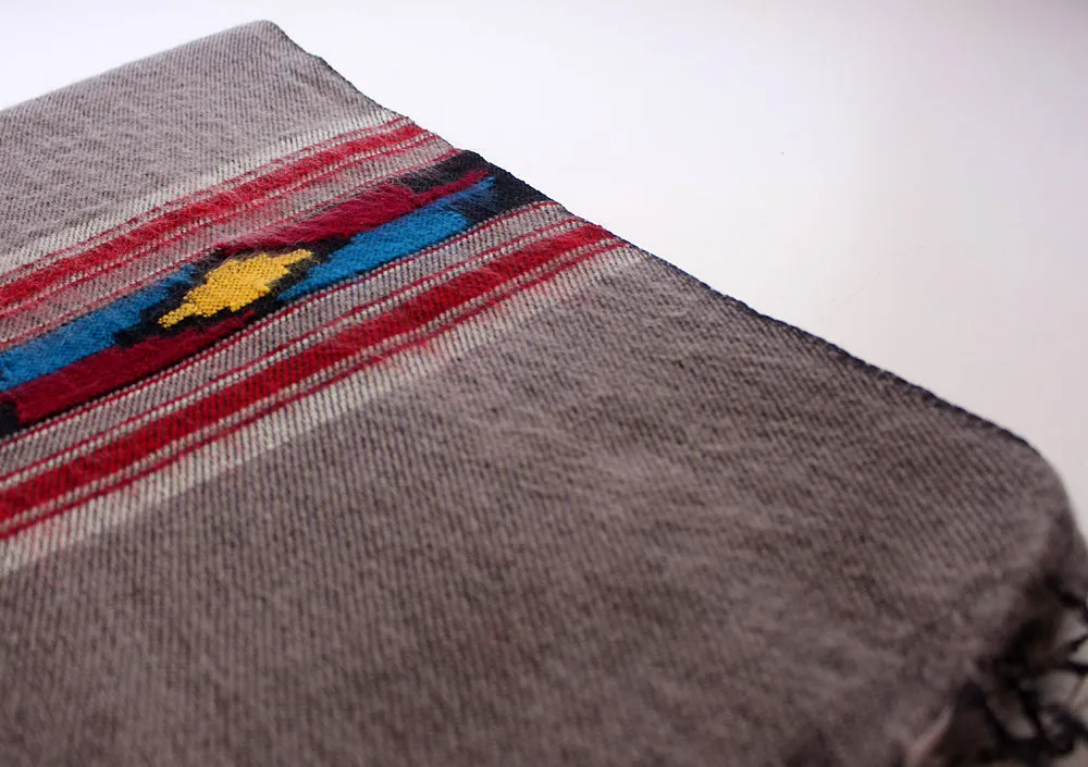 Grey Hand Loomed Yak Wool Shawl with Buttefly Pattern